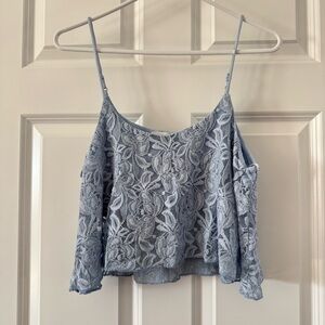 Lace Crop Top in Light Blue